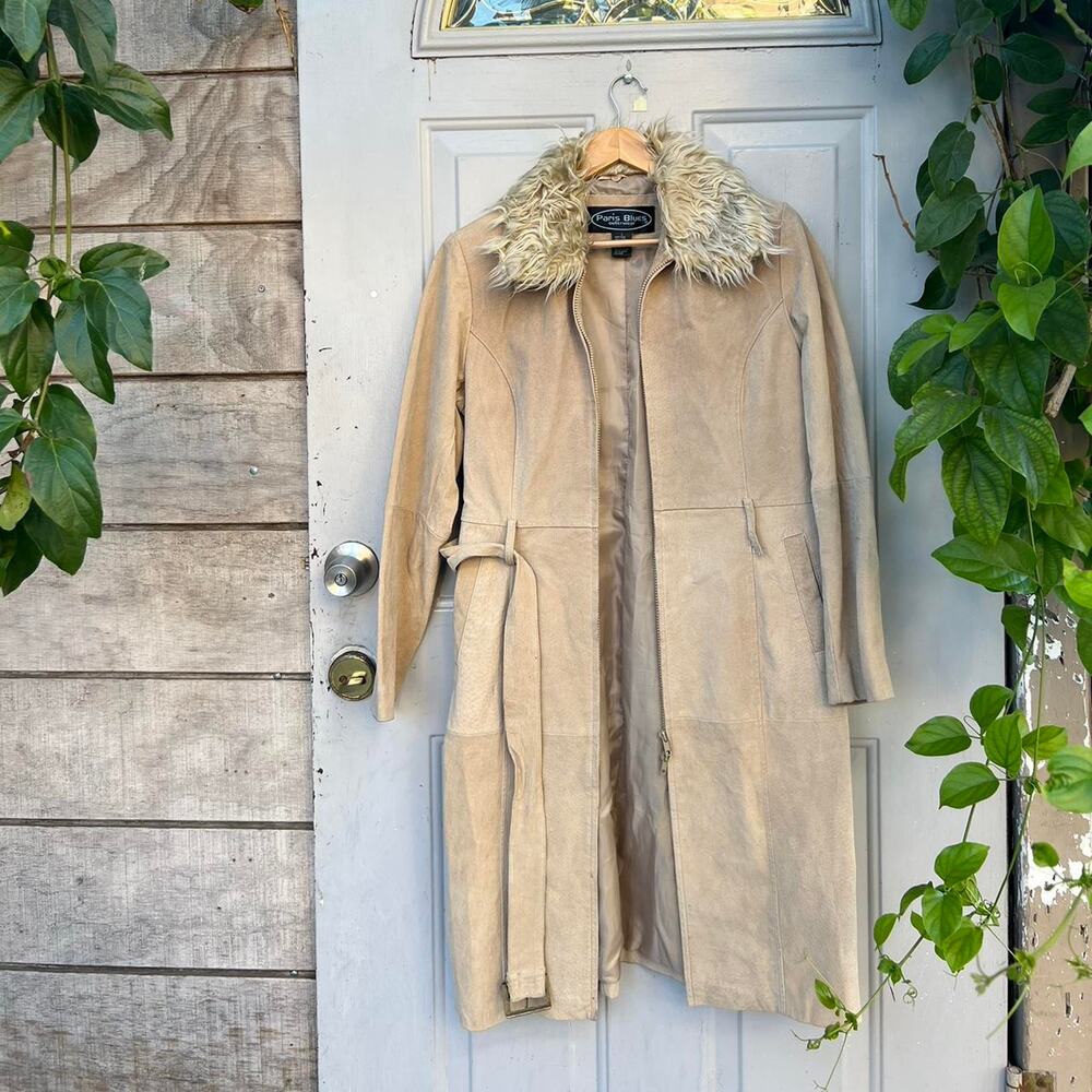 Tan and cream leather jacket